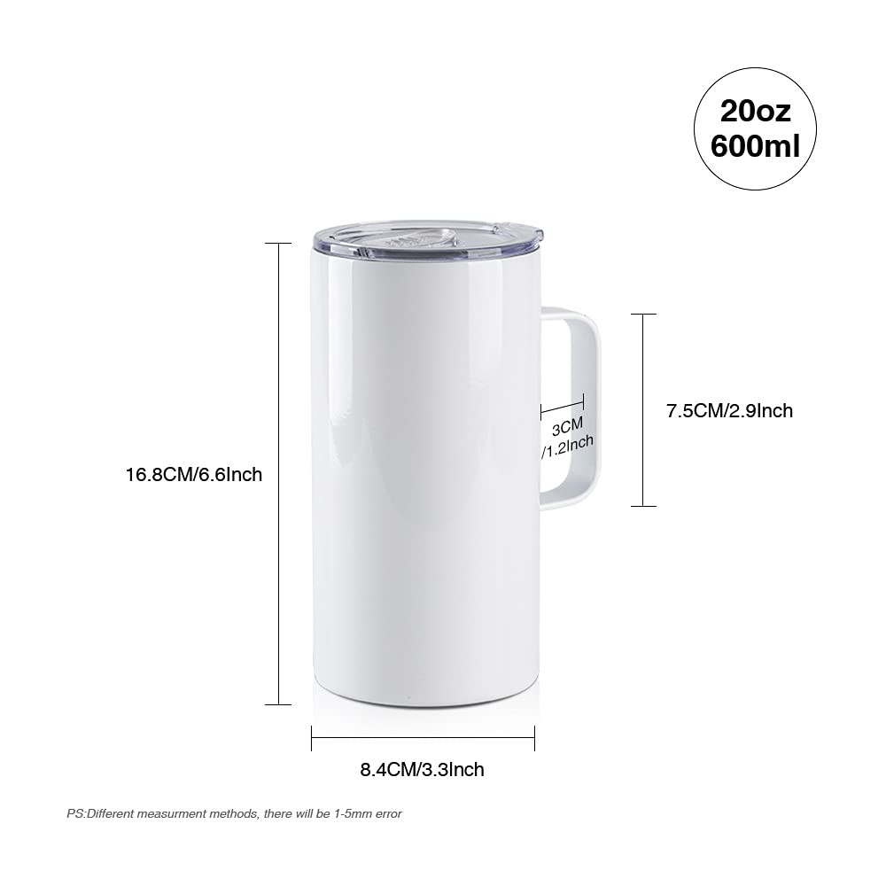 4 Pack 20 OZ Sublimation Tumblers with Printable Handle S2140
