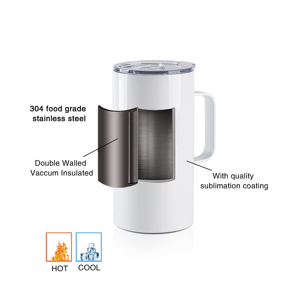 4 Pack 20 OZ Sublimation Tumblers with Printable Handle S2140