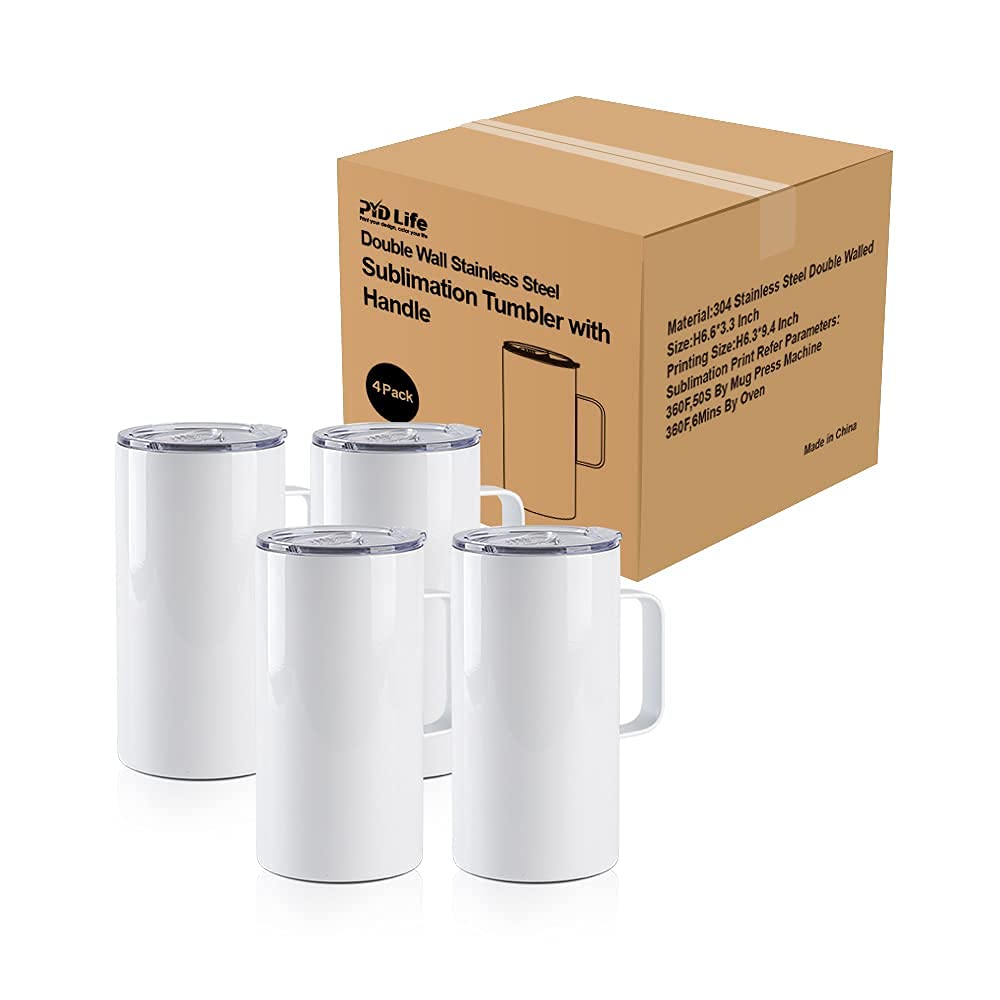 4 Pack 20 OZ Sublimation Tumblers with Printable Handle S2140