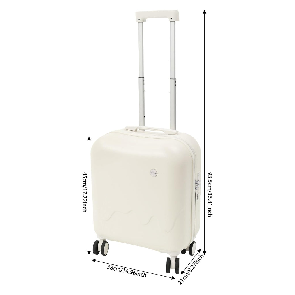 Pearl White 18In Hardside Rolling Suitcase with Cup Holder & USB Port M1625