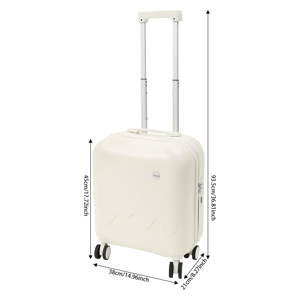 Pearl White 18In Hardside Rolling Suitcase with Cup Holder & USB Port M1625