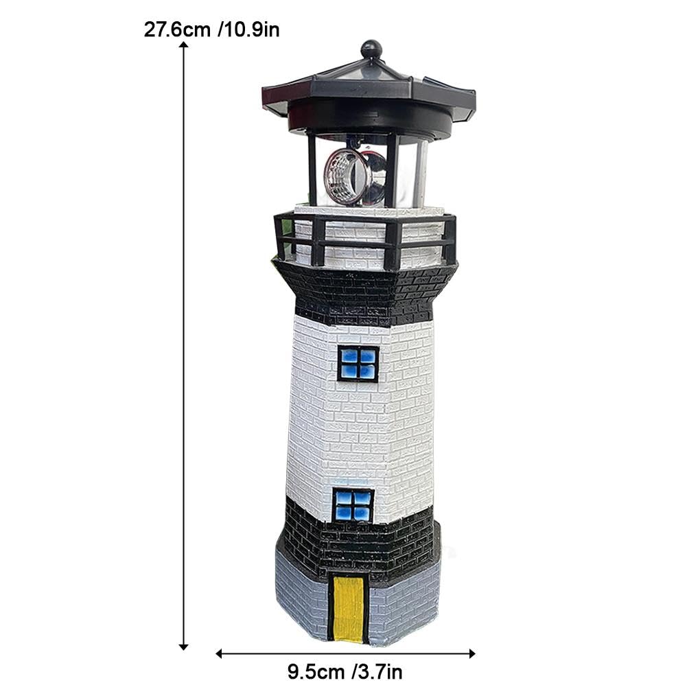 10.9in Resin Waterproof Solar-Powered Lighthouse Statue J984026