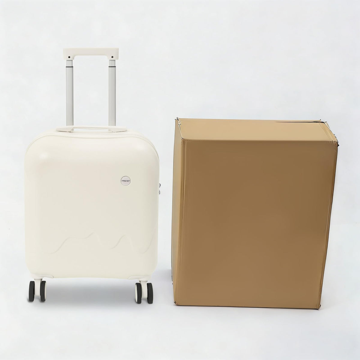 Pearl White 18In Hardside Rolling Suitcase with Cup Holder & USB Port M1625