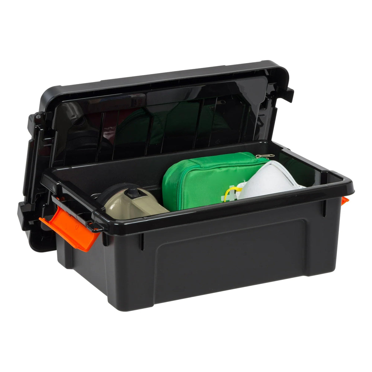 Heavy Duty Plastic Storage Bins with Lockable Lids, Black H224716