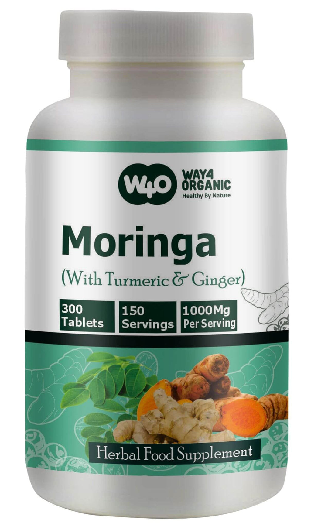Moringa Tablets with Turmeric and Ginger, 300 Pills, 1000 Mg C71596