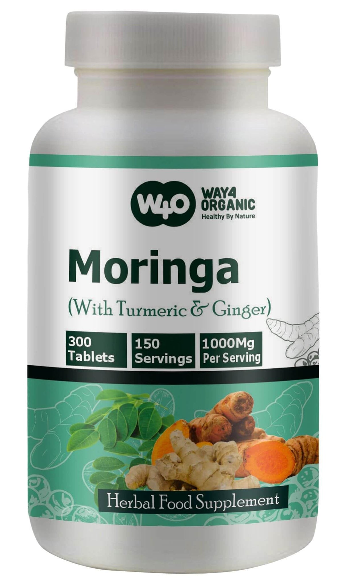 Moringa Tablets with Turmeric and Ginger, 300 Pills, 1000 Mg C71596