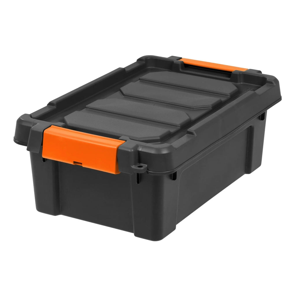 Heavy Duty Plastic Storage Bins with Lockable Lids, Black H224716