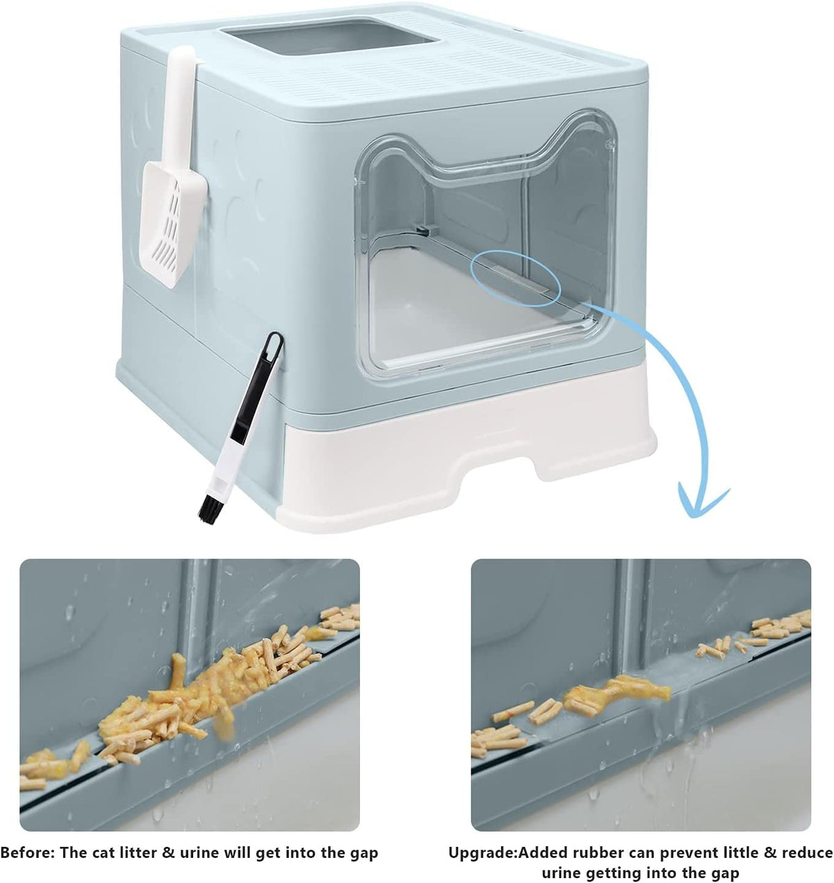 Foldable Enclosed Cat Litter Box with Lid and Litter Scoop P16488