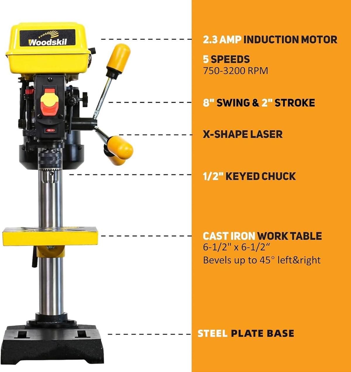 8-Inch 5-Speed Benchtop Drill Press K716