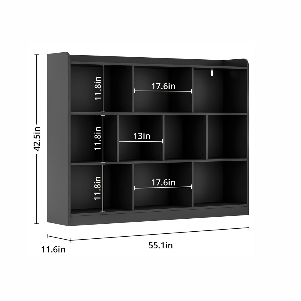 Black 3 Tier Wood Bookshelf I170465