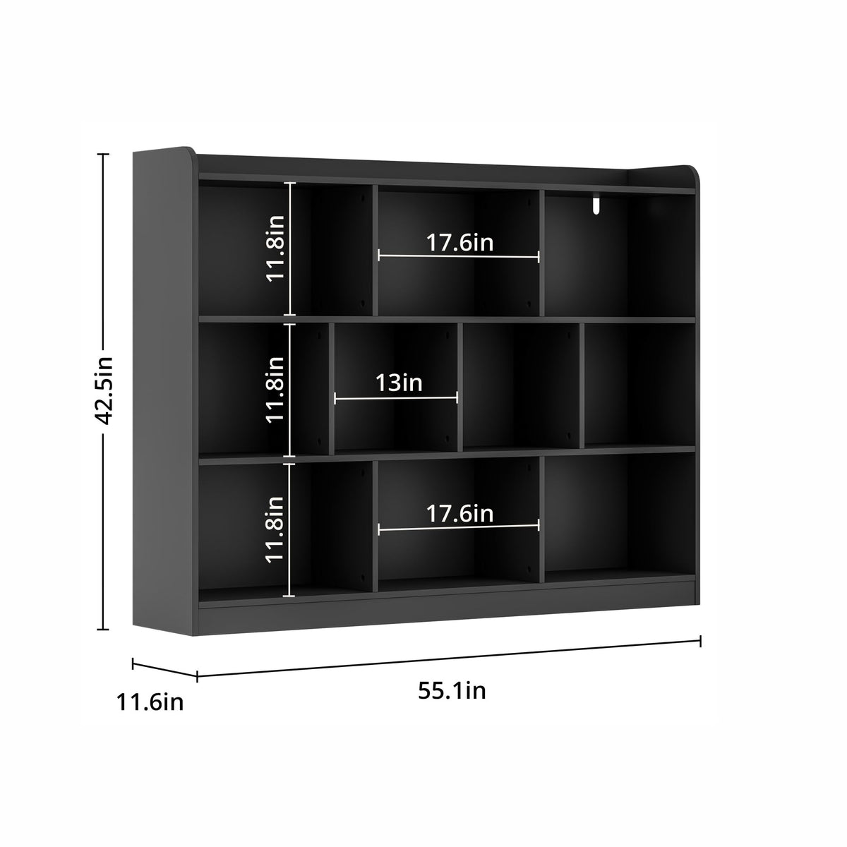 Black 3 Tier Wood Bookshelf I170465