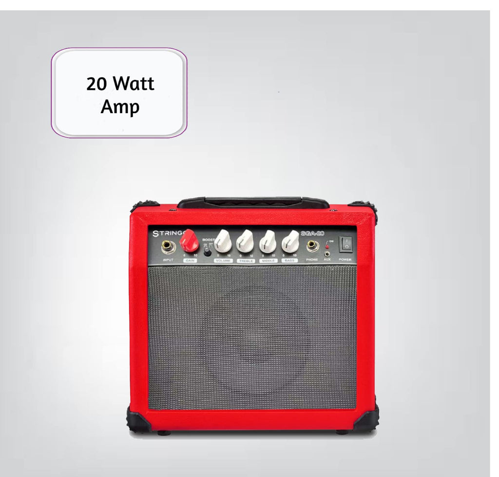 Red 30 Inch Kids Electric Guitar Beginner Kit with Amplifier Q39973