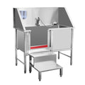47 Inch Stainless Steel Dog Grooming Tub with Walk-in Stairs X8615