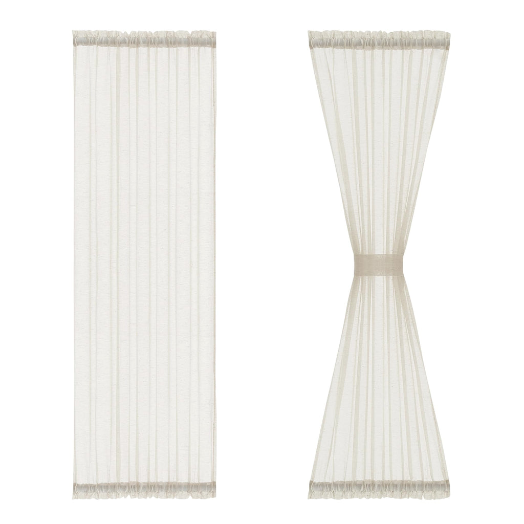 Natural Linen French Door Curtains 25x72 Inch Rod Pocket 2 Panels W819009