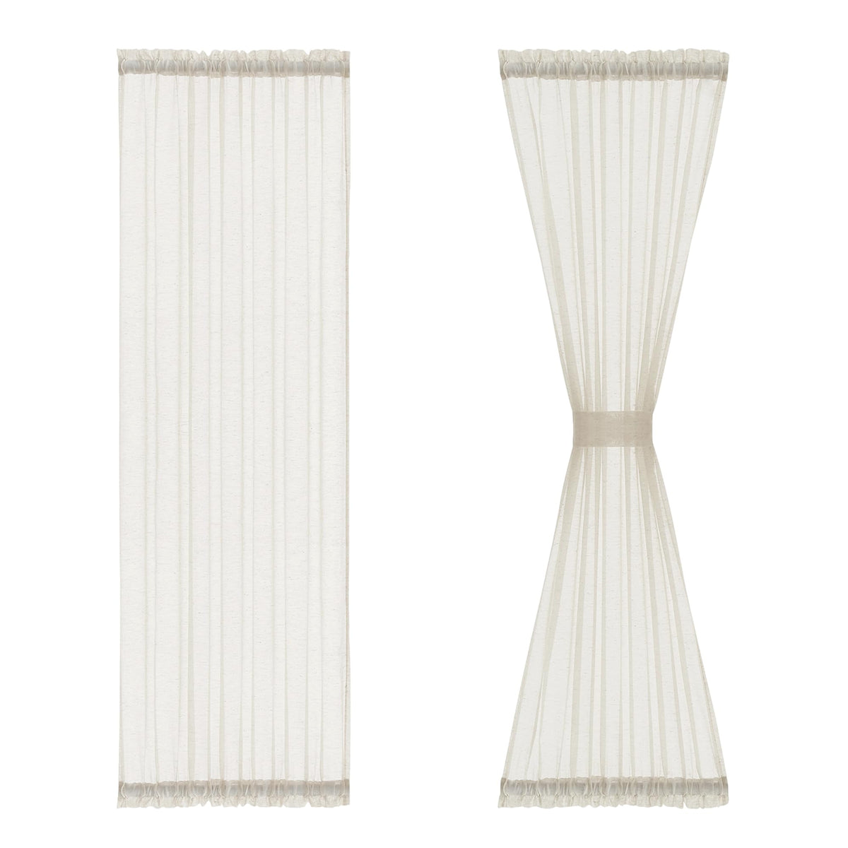 Natural Linen French Door Curtains 25x72 Inch Rod Pocket 2 Panels W819009