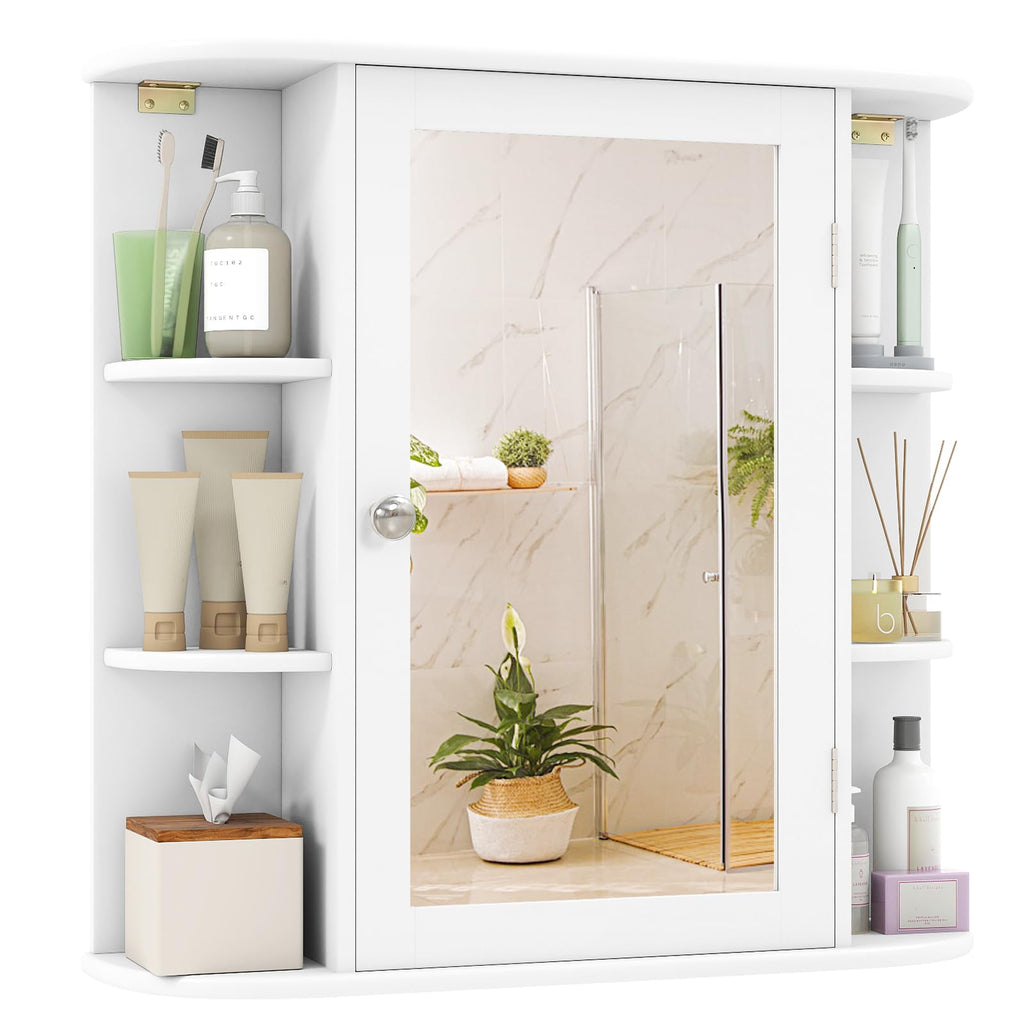 White Wall Mounted Medicine Cabinet with Mirror U984