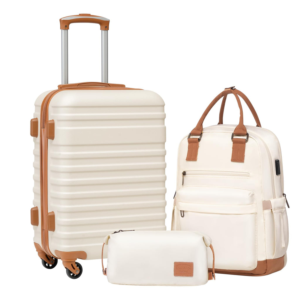 White 3 Piece Hardside Luggage Set V37884