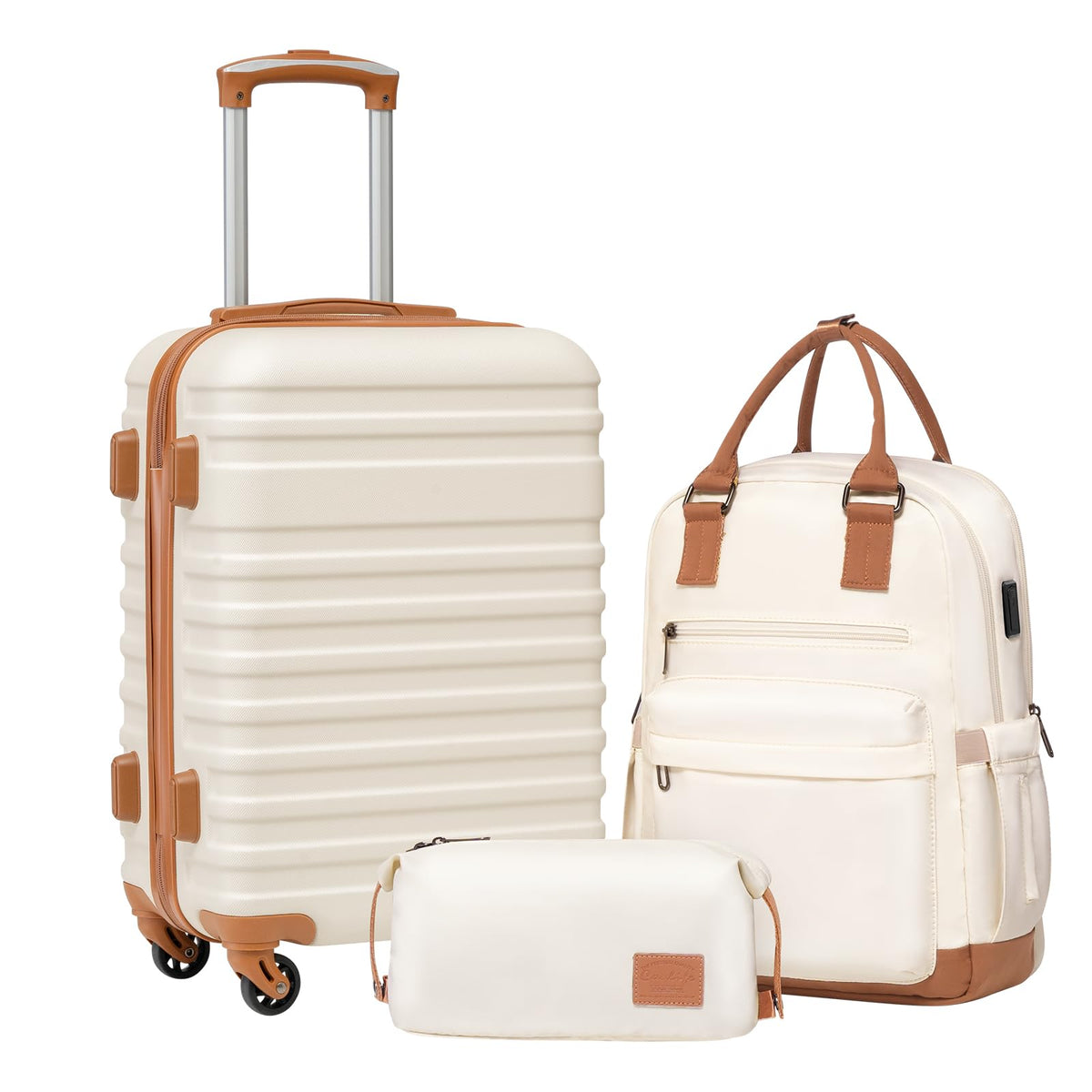 White 3 Piece Hardside Luggage Set V37884
