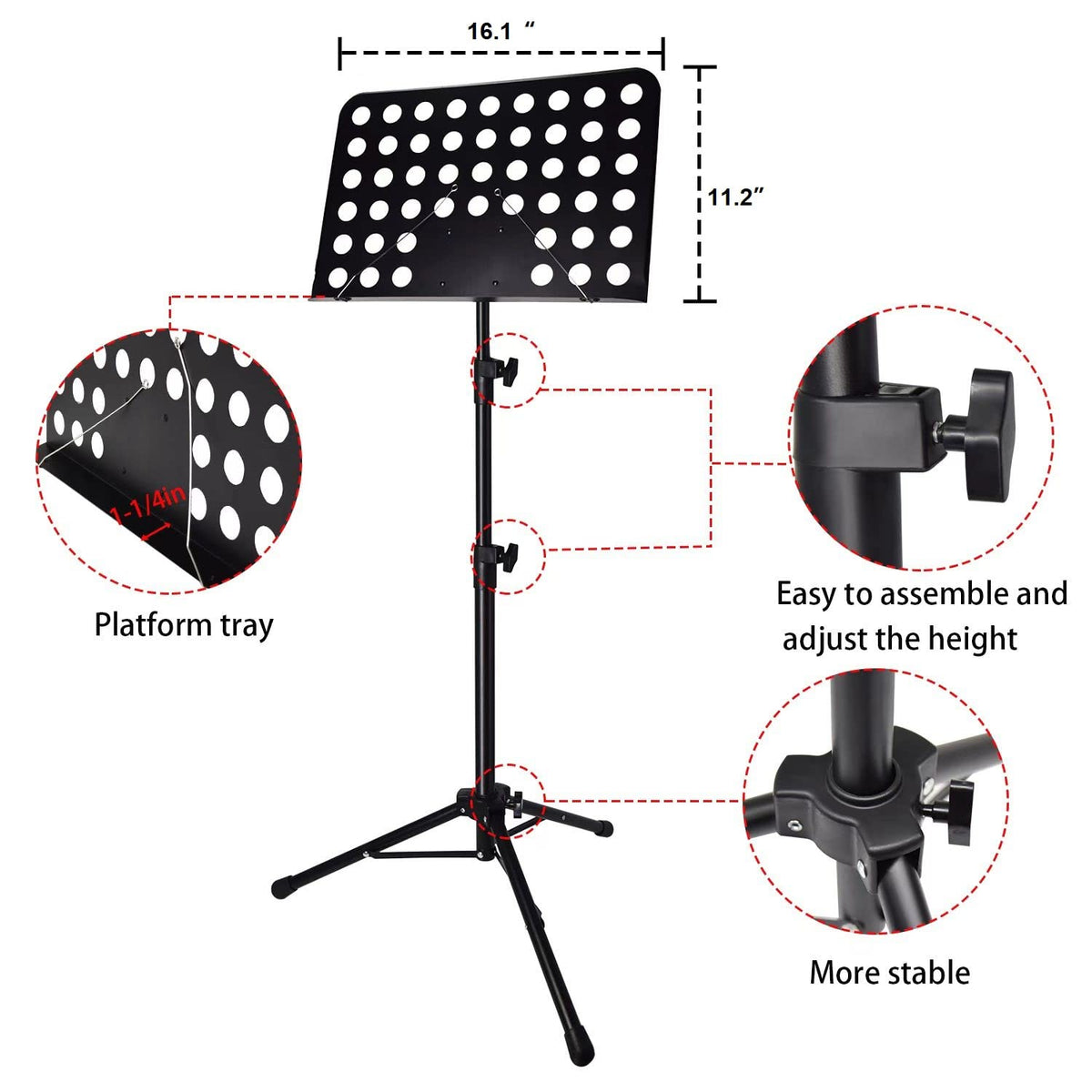 Height Adjustable Sheet Music Stand with Carrying Bag I8651
