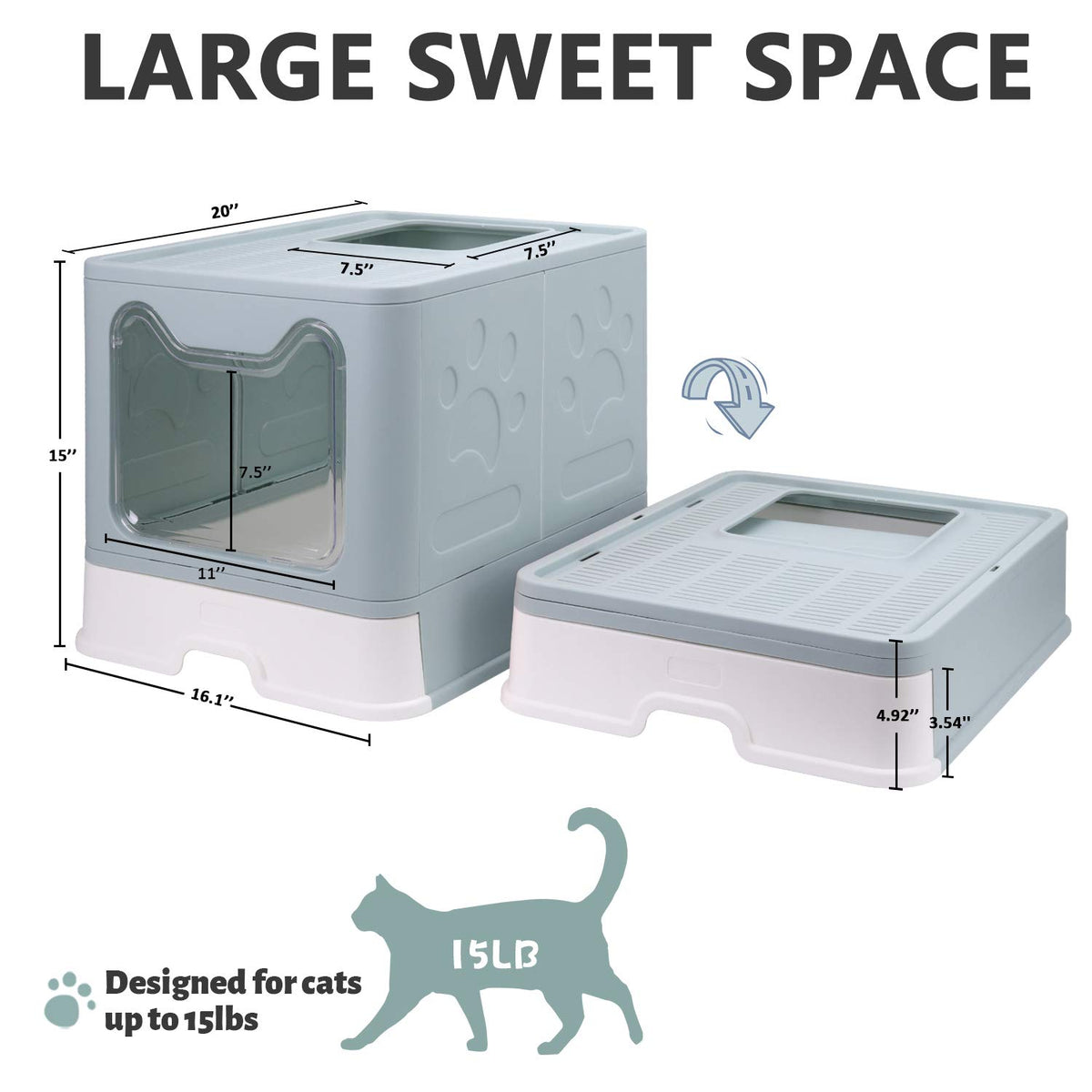 Foldable Enclosed Cat Litter Box with Lid and Litter Scoop P16488