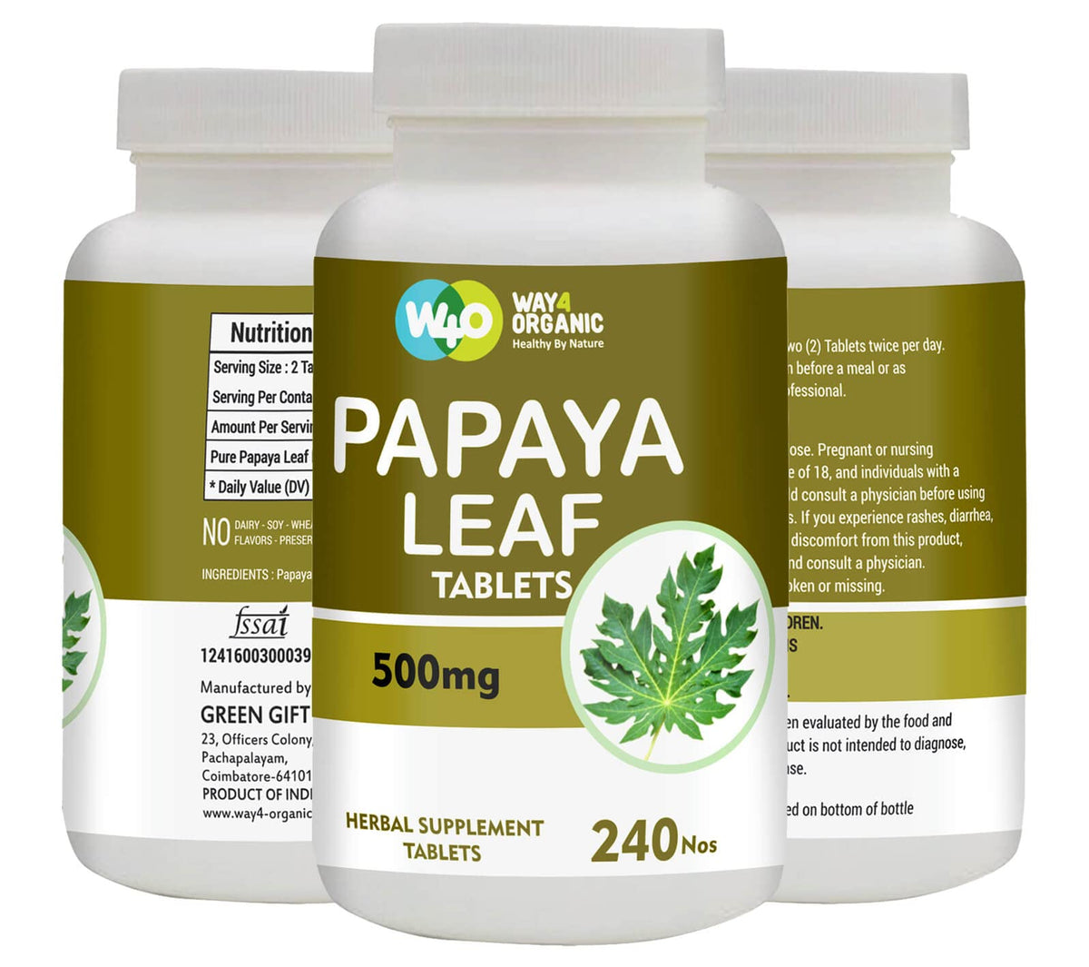 Papaya Leaf Extract 500 mg 240 Capsules H35521
