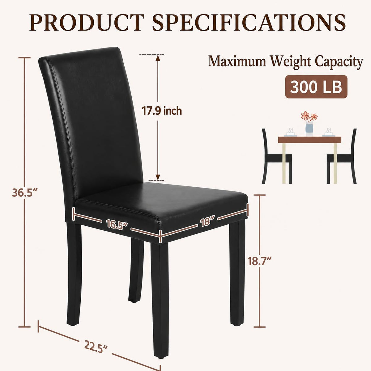 Dining Chairs Set of 4 Upholstered Black L358