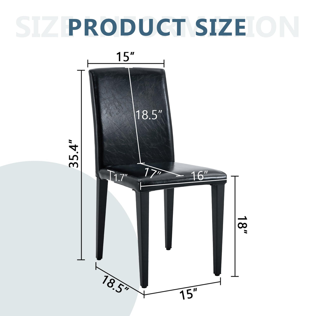 Black PU Leather Upholstered Dining Chairs Set of 2 with Metal Legs G461