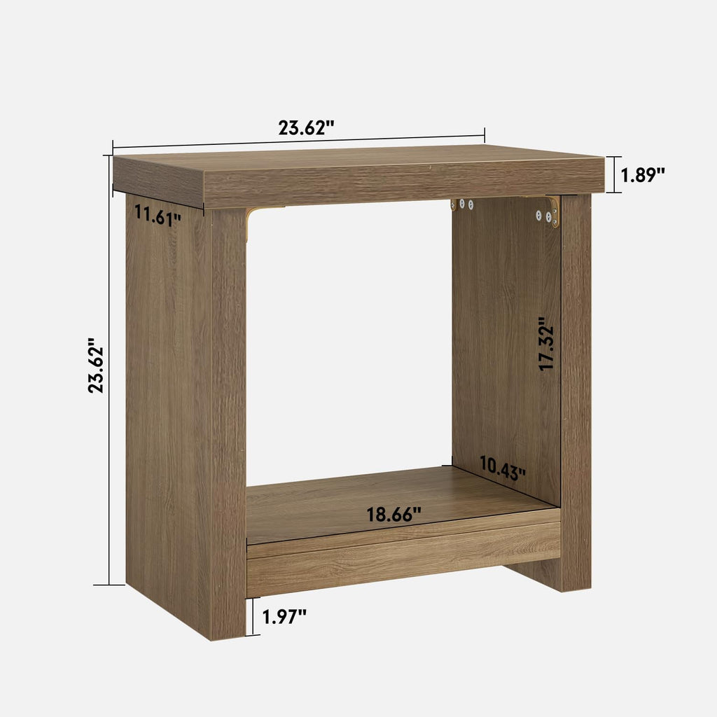 Brown Set of 2 End Tables with Storage Shelves H525