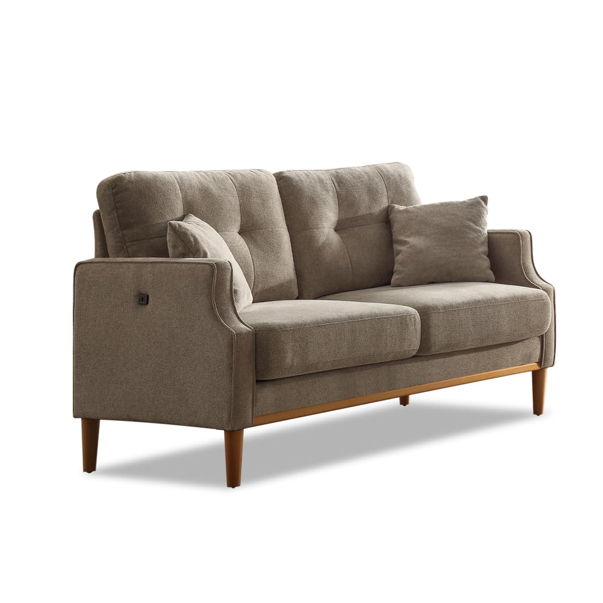 Light Grey Fabric Upholstered 2-Seat Loveseat Sofa with USB Port V19680