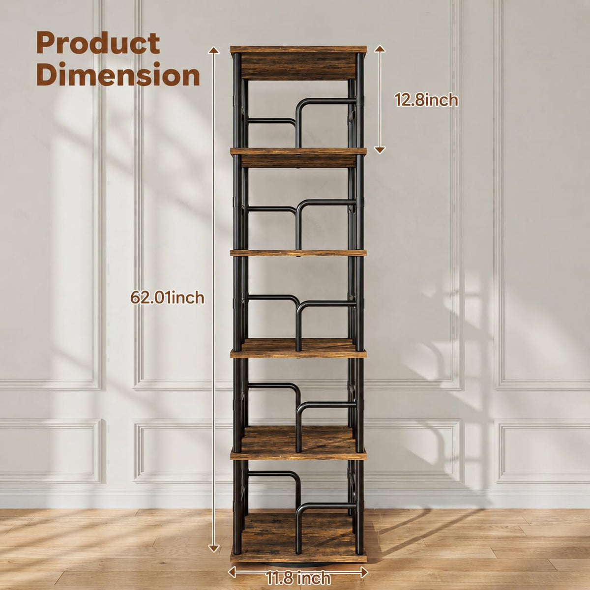 5-Tier Rotating Bookshelf with Safety Rails P35725
