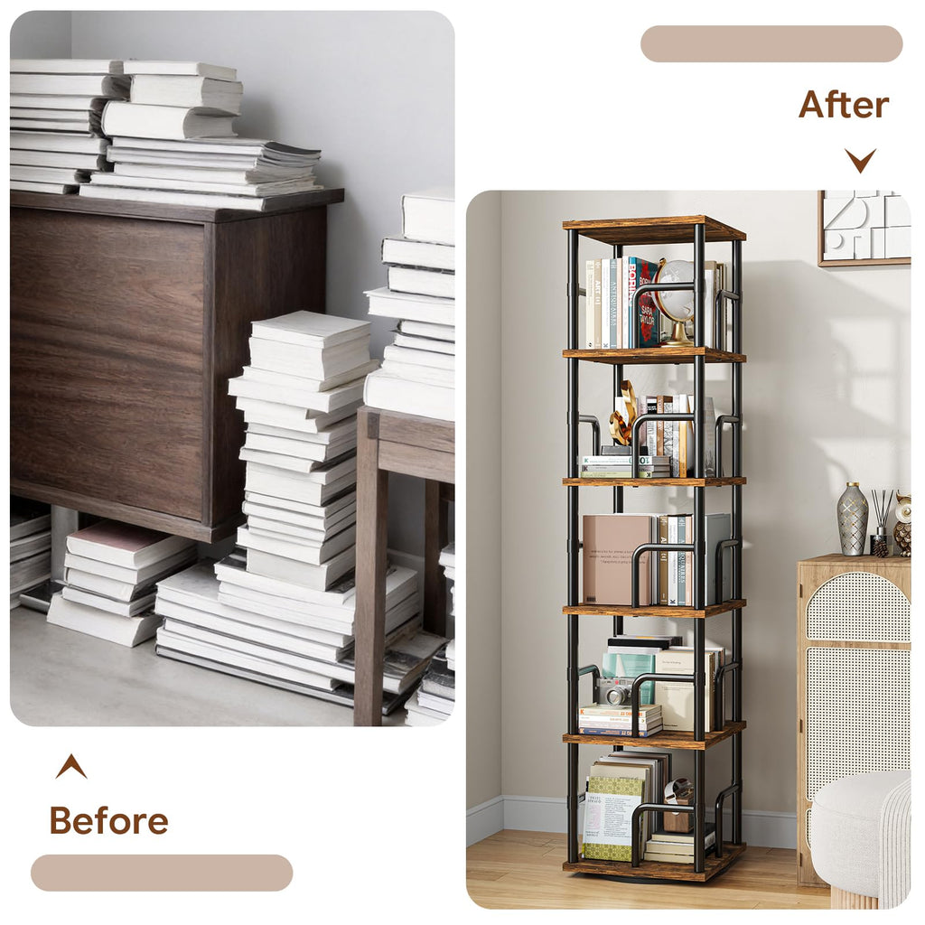 5-Tier Rotating Bookshelf with Safety Rails P35725