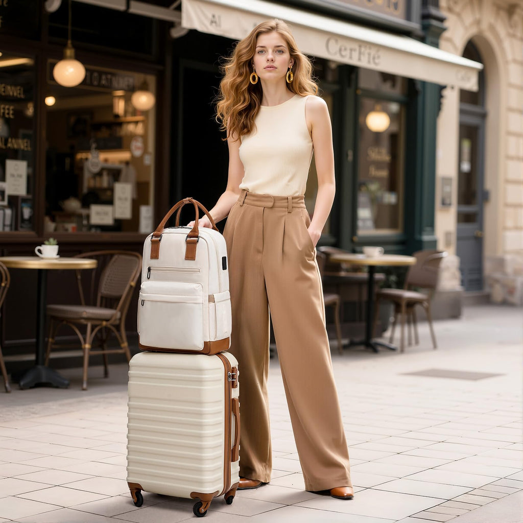 White 3 Piece Hardside Luggage Set V37884