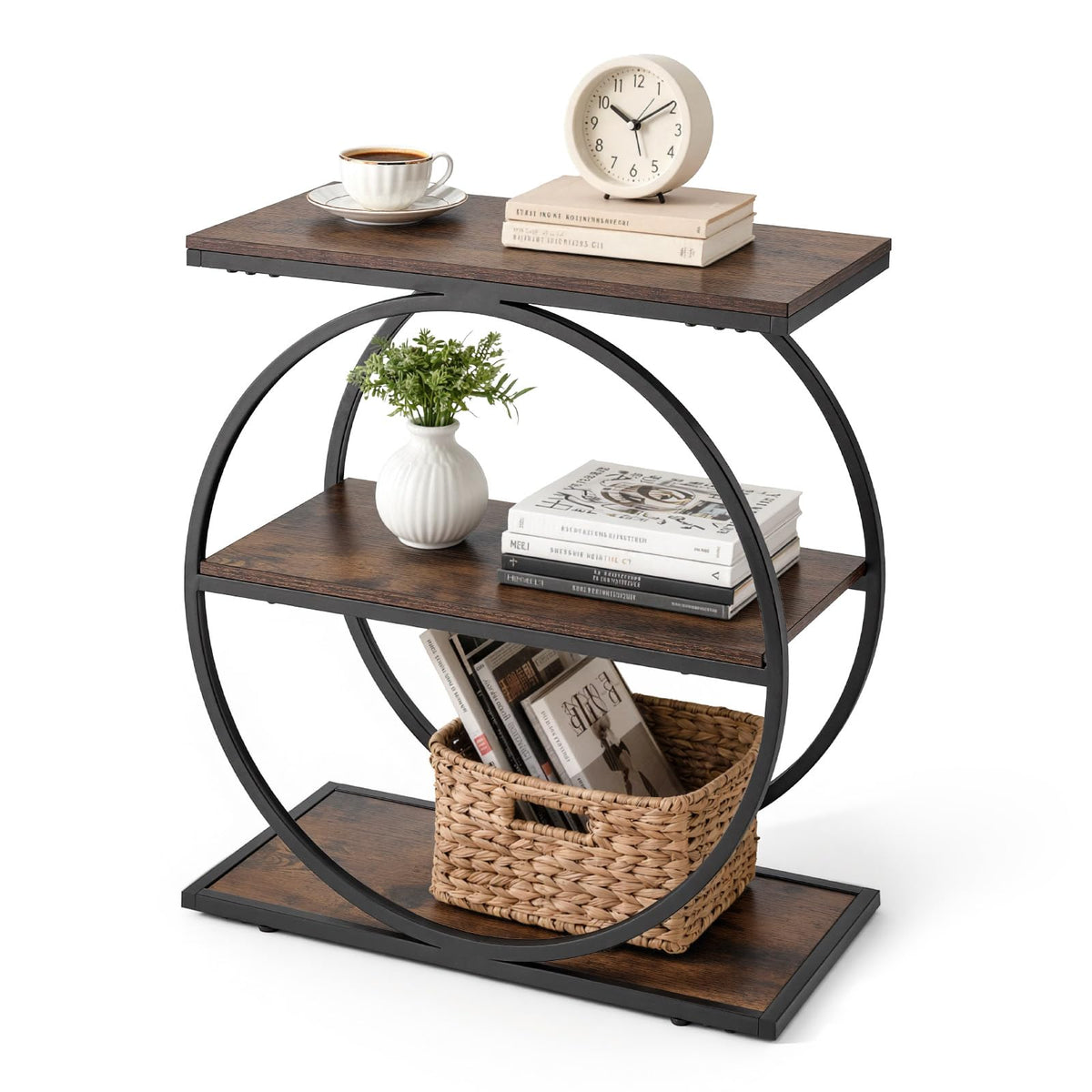 3-Tier Narrow Side Table with Open Storage Shelves Y4449