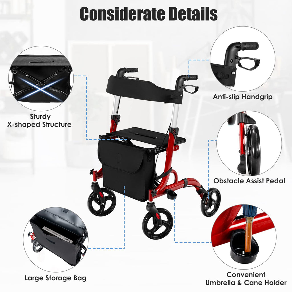 2-in-1 Aluminum Rollator Walker with Seat Z32250