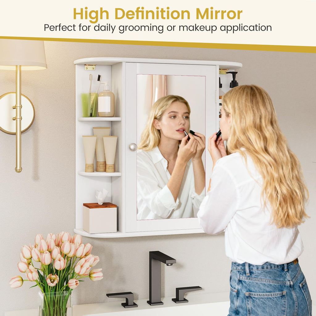 White Wall Mounted Medicine Cabinet with Mirror U984