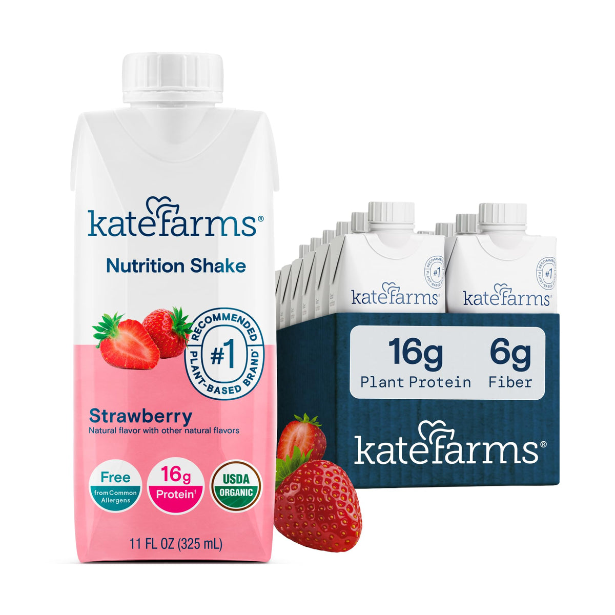 Organic Nutrition Shake, Strawberry, 16g Protein, 12 Pack Q1480