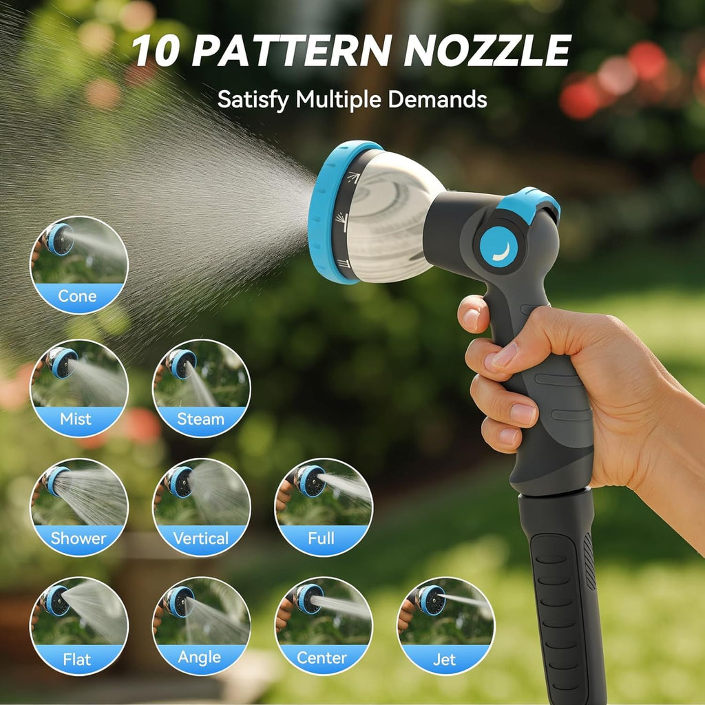 Retractable Garden Hose Reel, 1/2 in x 100 ft Wall Mount Heavy Duty with 10-Pattern Nozzle, Dark Grey Q552
