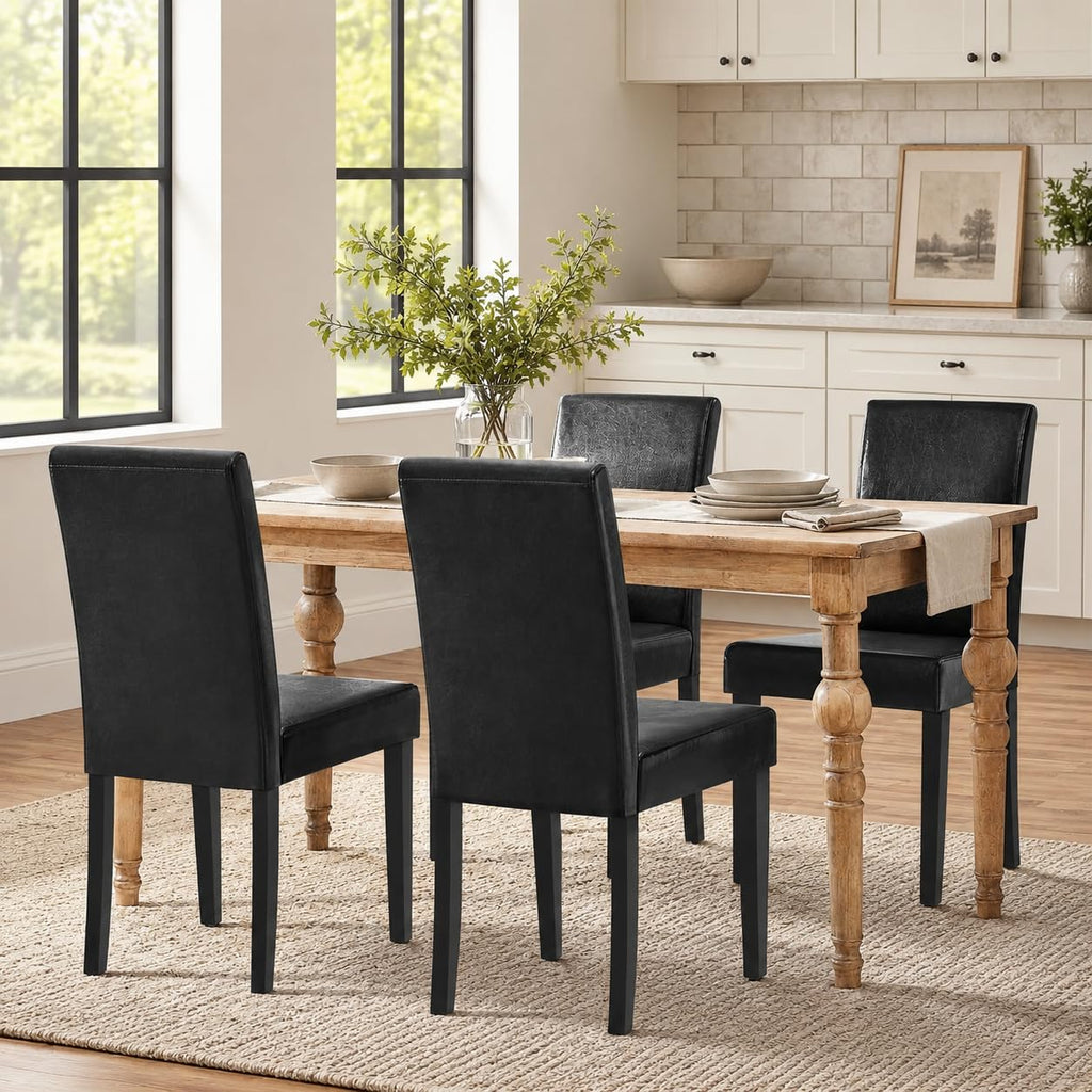 Dining Chairs Set of 4 Upholstered Black L358