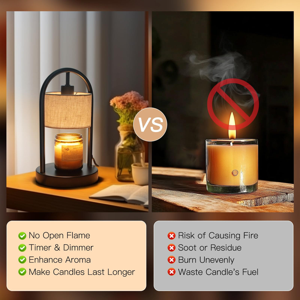 Dimmable Candle Warmer Lamp with Timer and 2 Bulbs F539318