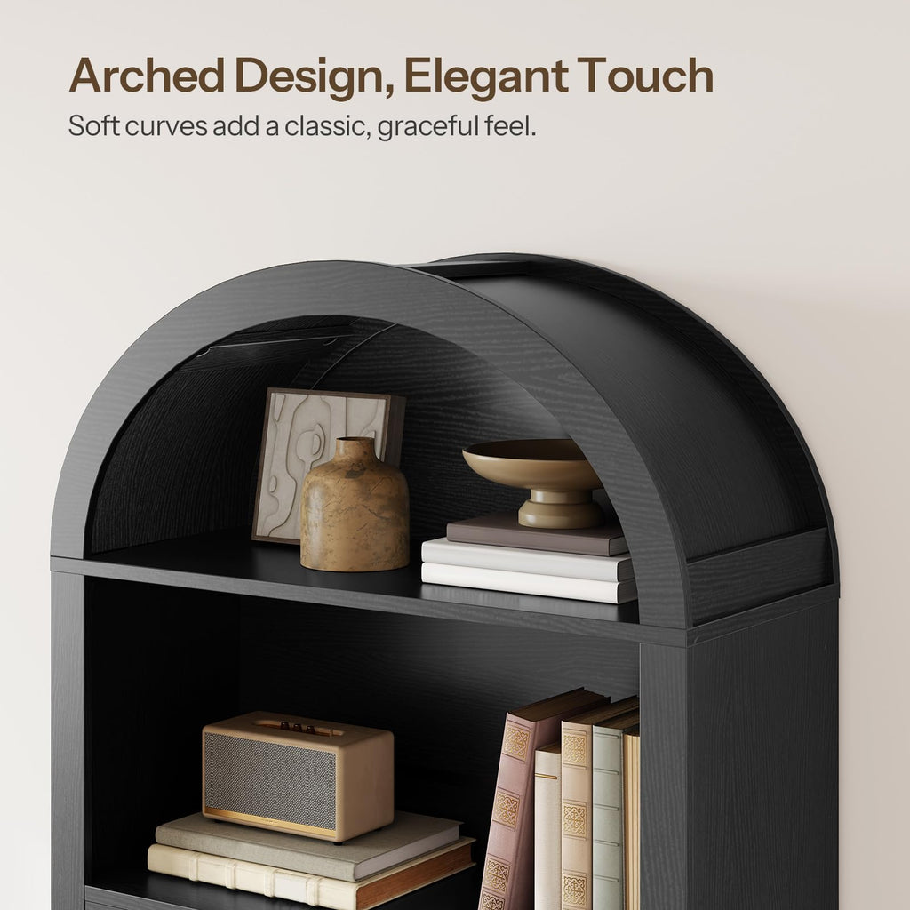70.9" Tall Arched Wooden Bookcase I63686