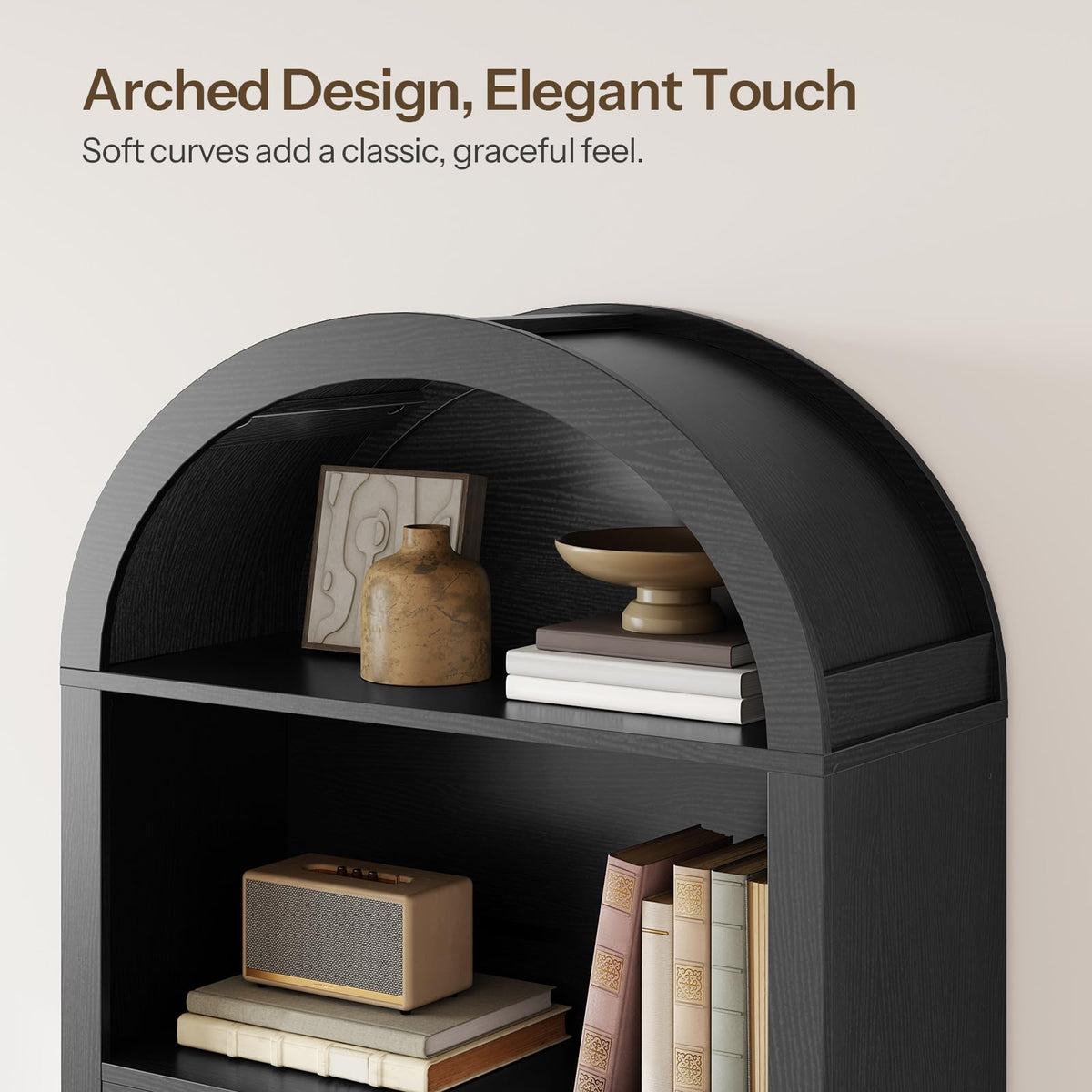 70.9" Tall Arched Wooden Bookcase I63686