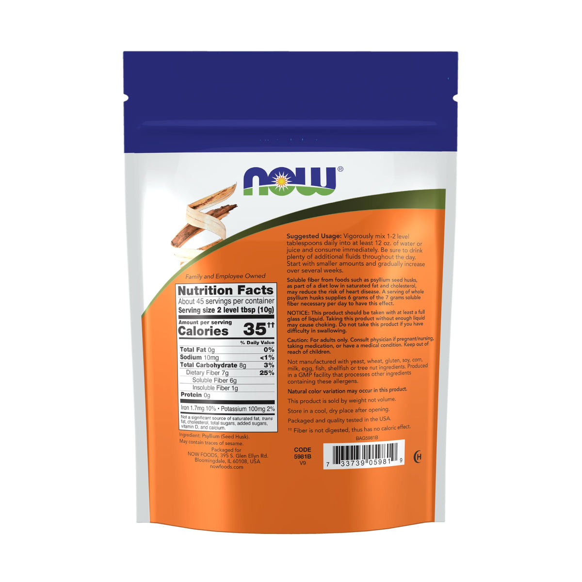 Whole Psyllium Husks Soluble Fiber 16 oz P518487