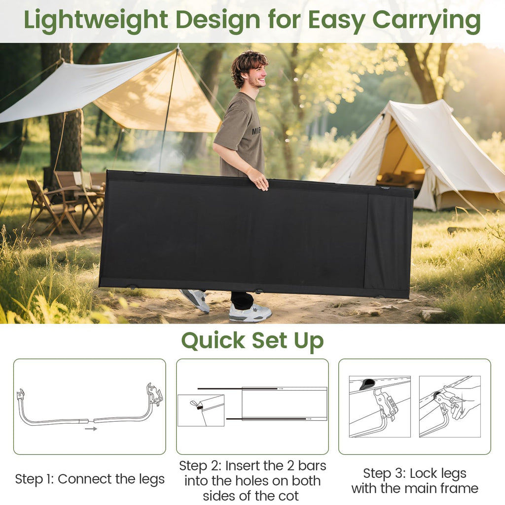 Folding Camping Cot with Carrying Bag & Side Pocket X829690