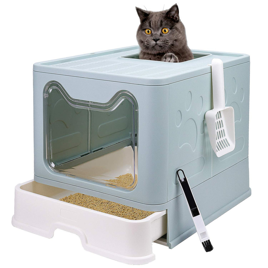 Foldable Enclosed Cat Litter Box with Lid and Litter Scoop P16488