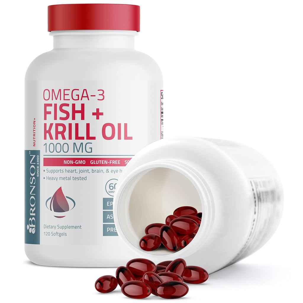 Omega-3 Fish + Krill Oil 1000 mg Softgels Q7995