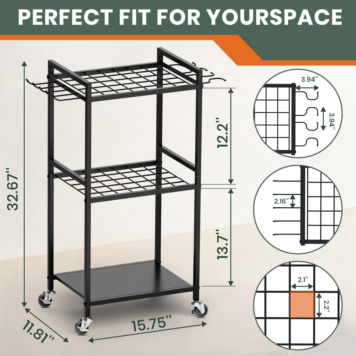 Garden Tool Organizer with Wheels J624591