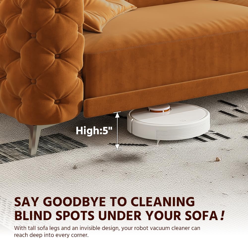 Orange Velvet 3 in 1 Convertible Sleeper Sofa O1314