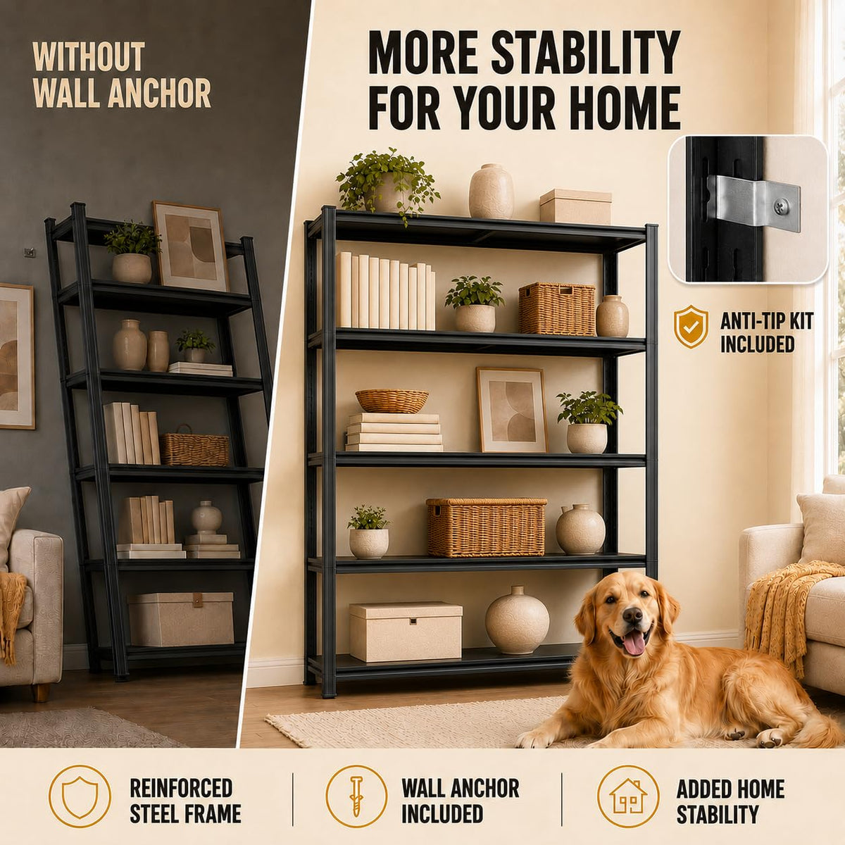 Metal Adjustable Heavy Duty Bookshelf O8140