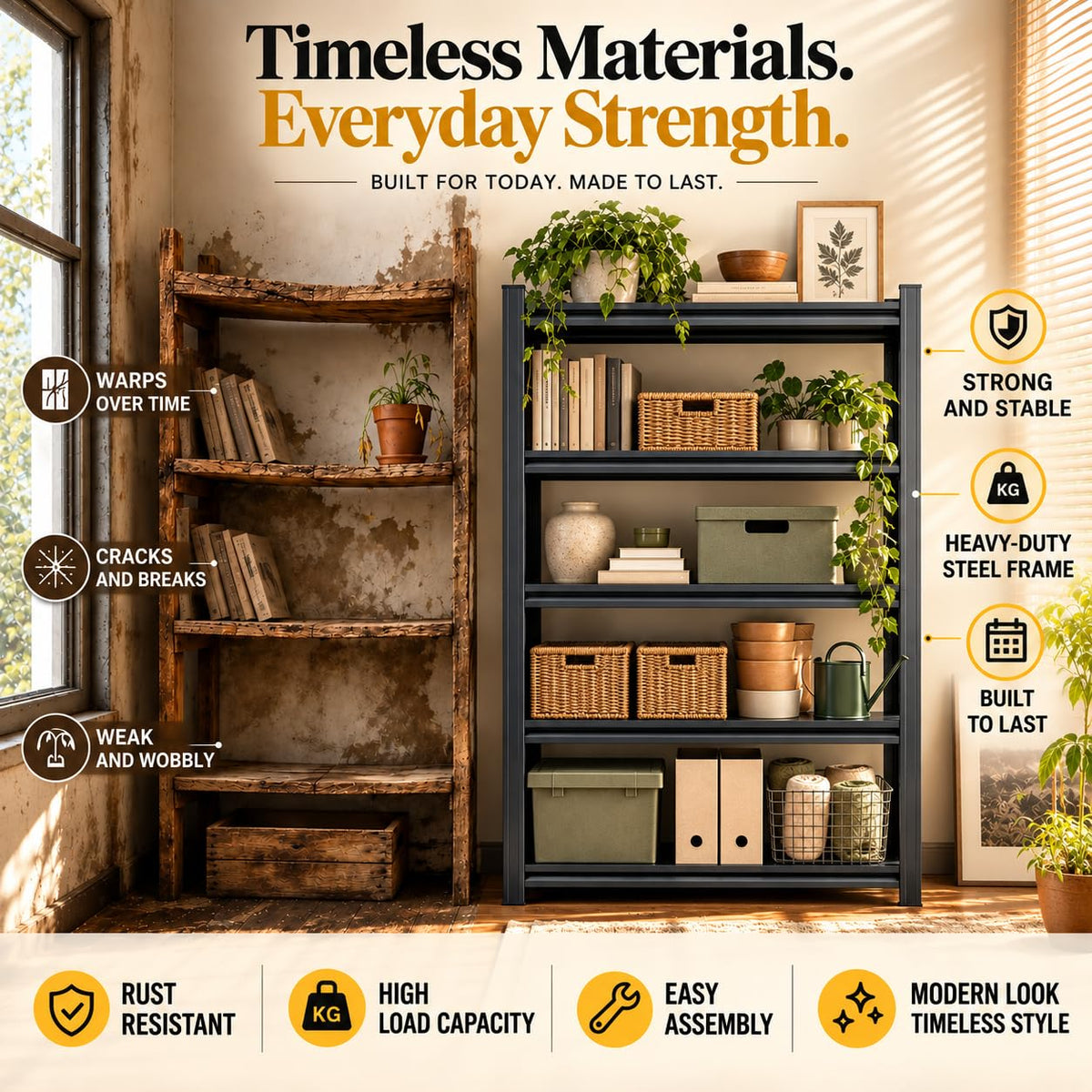 Metal Adjustable Heavy Duty Bookshelf O8140