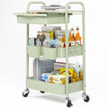 3 Tier Metal Rolling Cart with Drawer M428